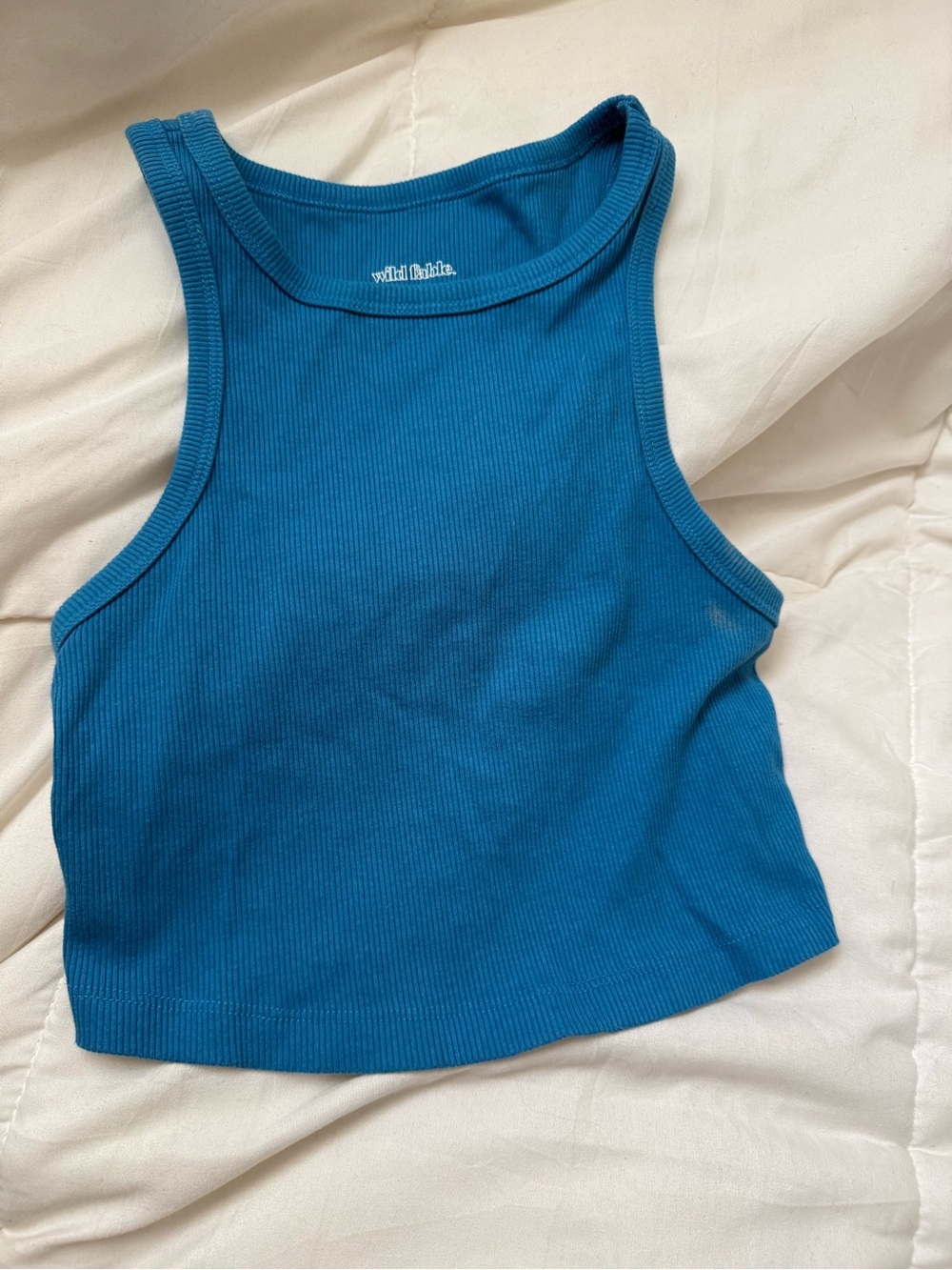 wild fable Teal Ribbed Cropped Tank